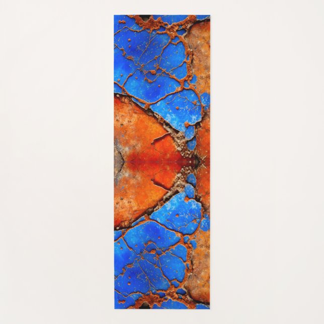Tapete De Yoga Blue e Orange Rusty Metal (Frente)