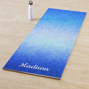 Tapete De Yoga Blue Elegante Floral Mandala Padrão Yoga Mat