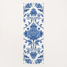 Tapete De Yoga Blue Floral Chinoiserie White Watercolor