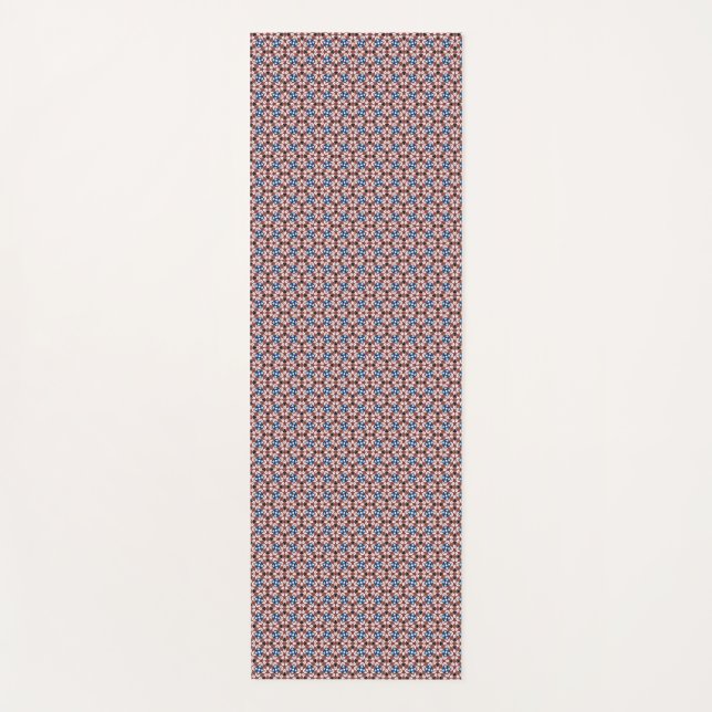 Tapete De Yoga Blue Floral  Pink and Brown (Frente)