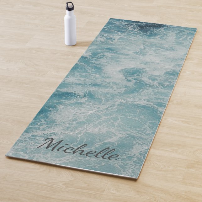 Tapete De Yoga Blue Green Ocean Summer Waves Personalizado (In Situ)