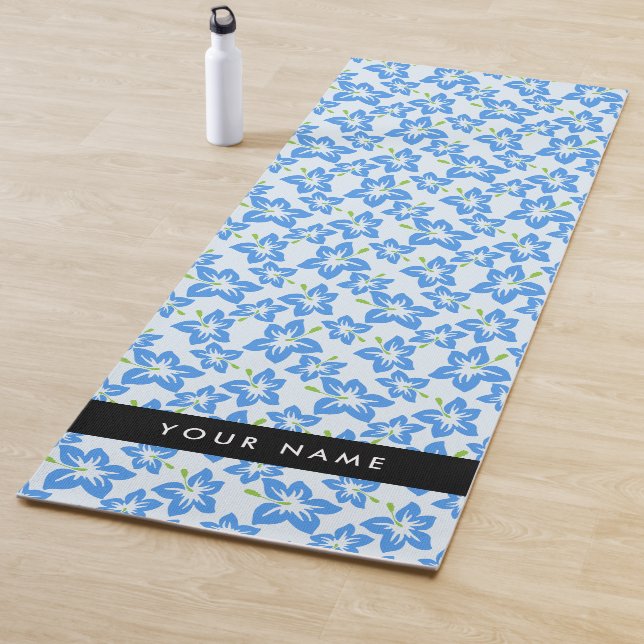 Tapete De Yoga Blue Hibiscus, Blue Flowers, Seu Nome (In Situ)