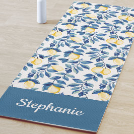 Tapete De Yoga Blue Lemon Watercolor Custom Name