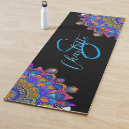 Tapete De Yoga Blue Mandala Boho Monograma Yoga Mat