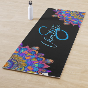 Tapete De Yoga Blue Mandala Boho Monograma Yoga Mat