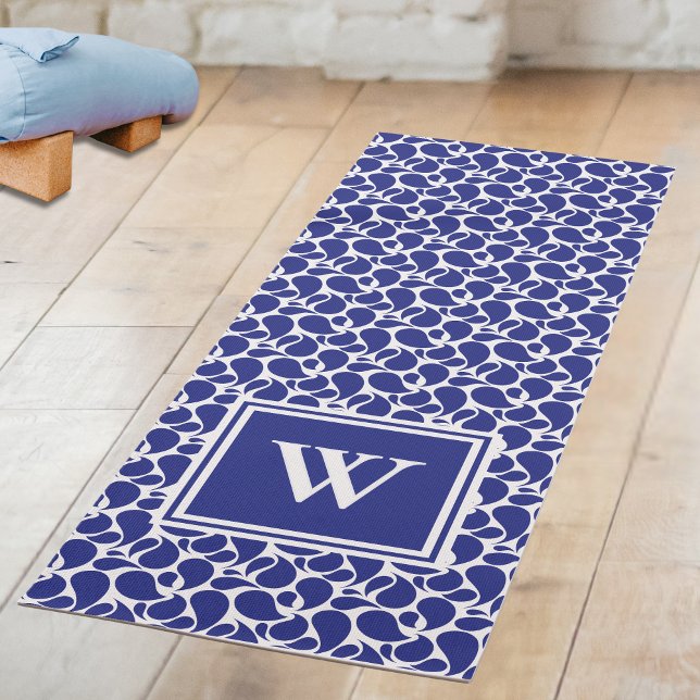 Tapete De Yoga Blue Paisley on White Pattern Yoga Mat (Criador carregado)