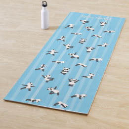 Tapete De Yoga Blue Panda Yoga Mat Custom Name Same on Both Sides