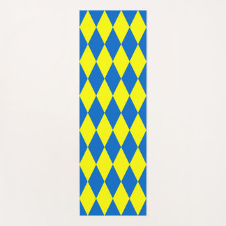 Tapete De Yoga Blue Yellow Harlequin Checkered Design