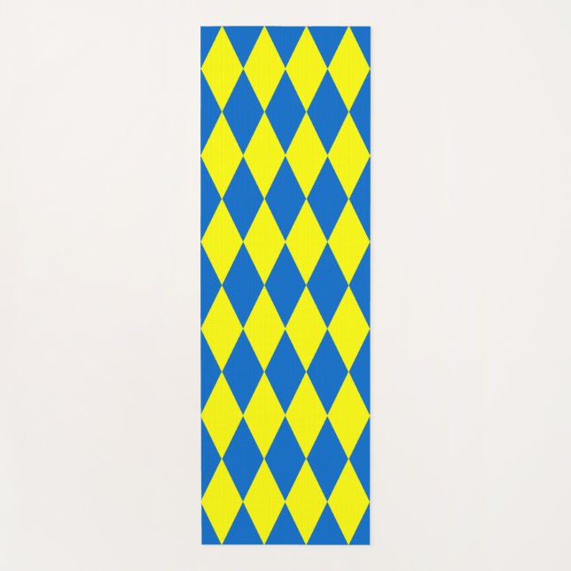 Tapete De Yoga Blue Yellow Harlequin Checkered Design  (Frente)