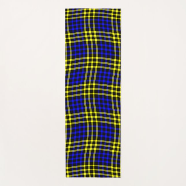 Tapete De Yoga Blue Yellow Plaid Checker Seamless Pattern (Frente)