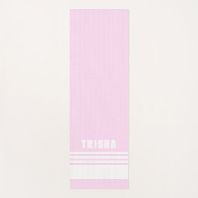 Tapete De Yoga blush pink light modern preppy classic stripes (Frente)