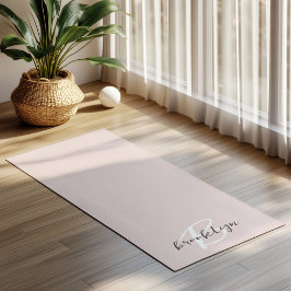 Tapete De Yoga Blush Rosa Cinza Tendência Monograma Nome Roscrito