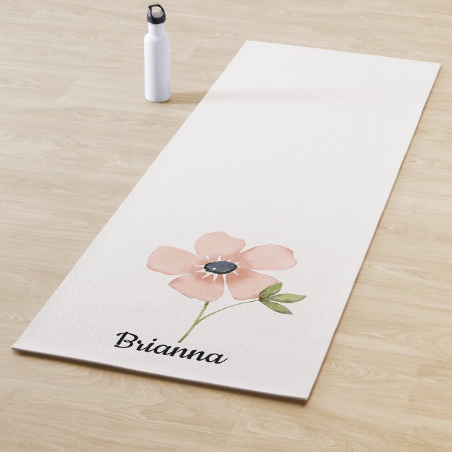Tapete De Yoga Blush Watercolor Flower Name (In Situ)