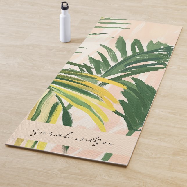 Tapete De Yoga Boho Blush Green Palm Sai da Praia (In Situ)