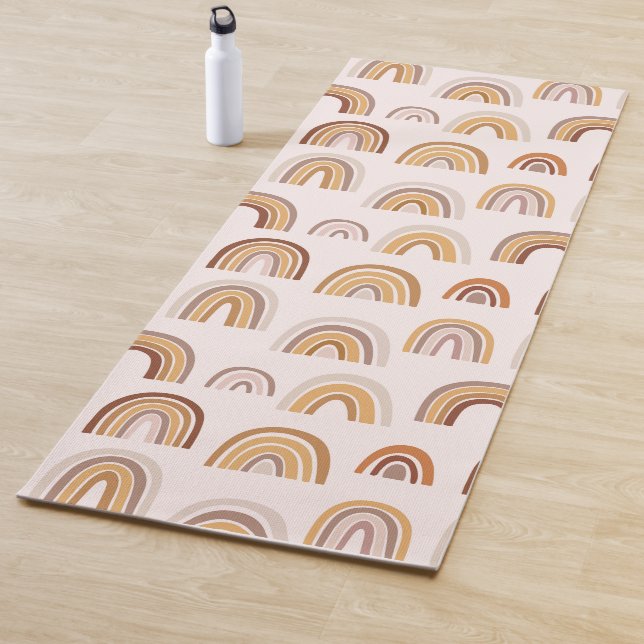 Tapete De Yoga Boho Desert Rainbow Abstrato Arch Pattern Taupe (In Situ)