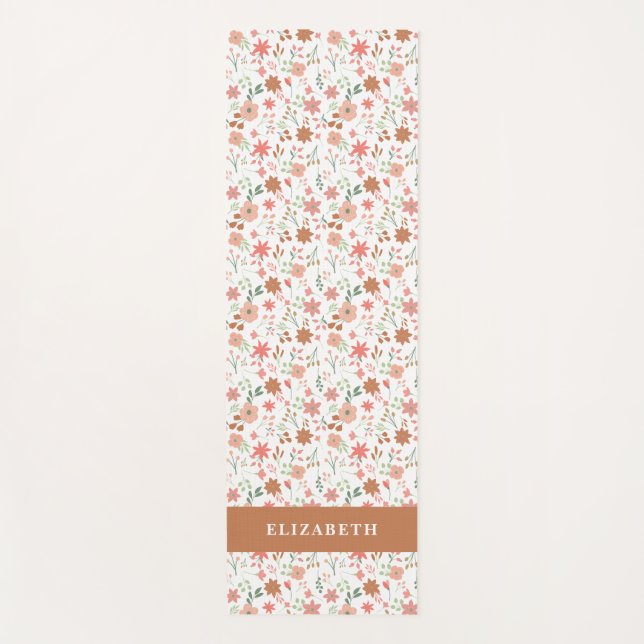 Tapete De Yoga Boho Floral Terracotta Modern Personalized (Frente)