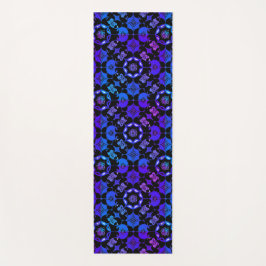 Tapete De Yoga Boho Hippie Azul Roxo Padrão Groovy Retro