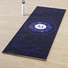 Tapete De Yoga Boho Indigo Blue Universo Galáxia Mandala Monogram