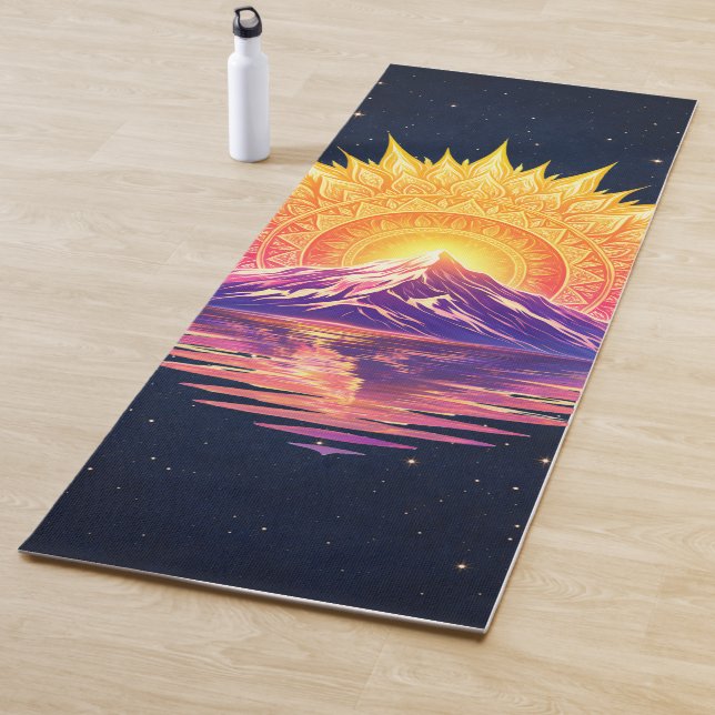 Tapete De Yoga Boho Mandala Mountain Sunset | Cosmic Night Sky (In Situ)