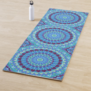 Tapete De Yoga Boho Mandala Yoga Sonhos da Meia-Noite Azul Exercí