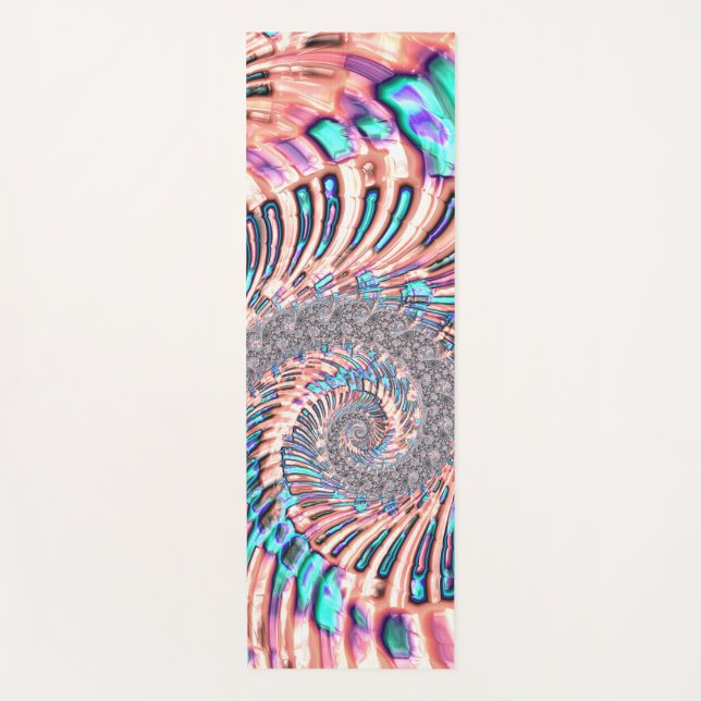 Tapete De Yoga Boho Pastel rosa e Abstrato espiral azul (Frente)