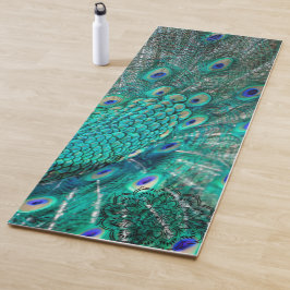 Tapete De Yoga Boho Shimmering Chic Peacock Feather