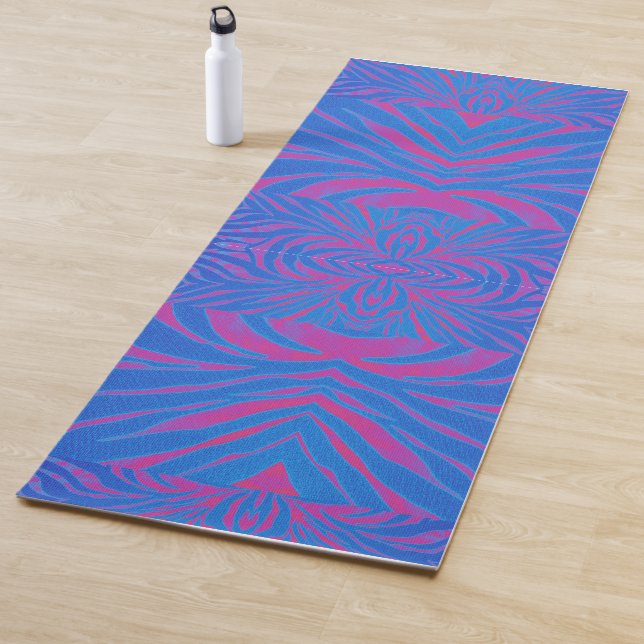 Tapete De Yoga Boho Tiger Strike Pink e Blue Yoga Mat (In Situ)