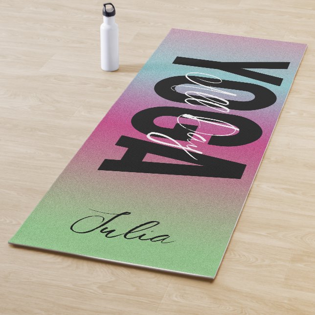 Tapete De Yoga Bold Rainbow Personalized Name Yoga Mat (In Situ)