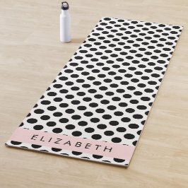 Tapete De Yoga Bolinhas Pretas e Brancas, Pontas, Seu Nome