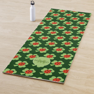 Tapete De Yoga Bolinhas Shamrock Padrão Ladybug Monograma