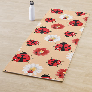 Tapete De Yoga Bolinhas vermelha-branca Ladybug Daisy verão