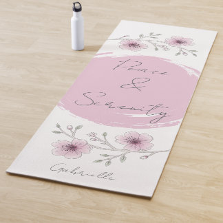 Tapete De Yoga Bonito Floral do Flor Rosa