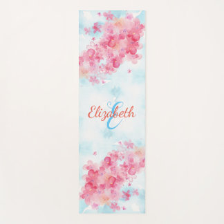 Tapete De Yoga bonito flores de aquarela monograma Yoga Mat