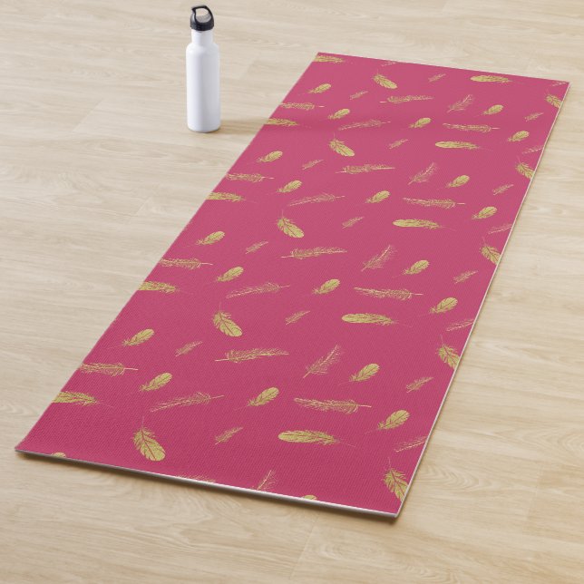 Tapete De Yoga Bonito magenta e Ouro - Yoga Mat (In Situ)