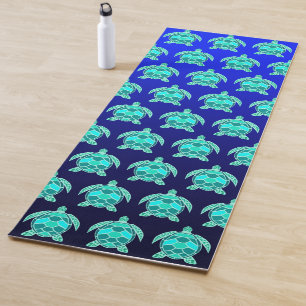 Tapete De Yoga Bonito padrão azul de tartarugas verdes