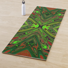Tapete De Yoga Borboleta Abstrata Verde Lima Trippy Retro