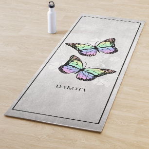 Tapete De Yoga Borboleta Arco-Íris Voa Floral Yoga Mat