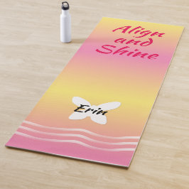 Tapete De Yoga Borboleta Básica com Ondas - Limonada Rosa