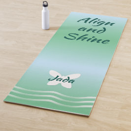 Tapete De Yoga Borboleta Básica com Ondas - Verdes Suaves