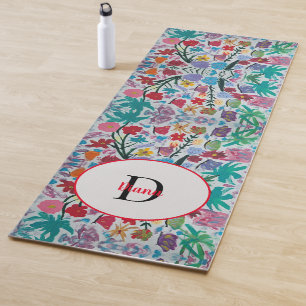 Tapete De Yoga Borboleta Dança Floral Monograma Yoga Mat