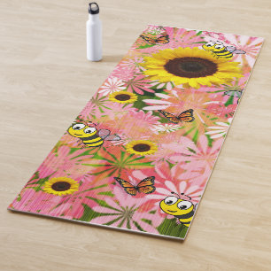 Tapete De Yoga Borboleta de girassol Bumblebee Yoga Mat