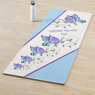 Tapete De Yoga Borboleta Feliz Yoga Mat (Azul) - Personalizar