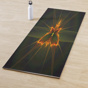 Tapete De Yoga Borboleta Fractal sobre fundo preto