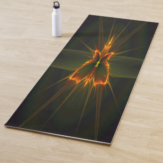 Tapete De Yoga Borboleta Fractal sobre fundo preto