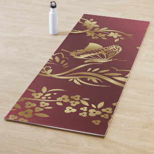 Tapete De Yoga borboleta Ouro