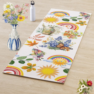 Tapete De Yoga Borboleta primavera Garden Rainbow Sunshine Greene