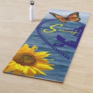 Tapete De Yoga Borboleta Sunflower Anchor Navegando Yoga Mat