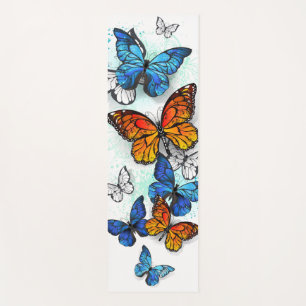 Tapete De Yoga Borboletas voadoras Morpho e Monarca