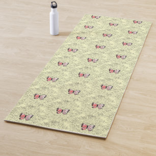 Tapete De Yoga Borboletas voadoras Yoga Mat com Rosas