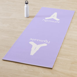 Tapete De Yoga Branco na Lavanda Namaste Mudra Mãos